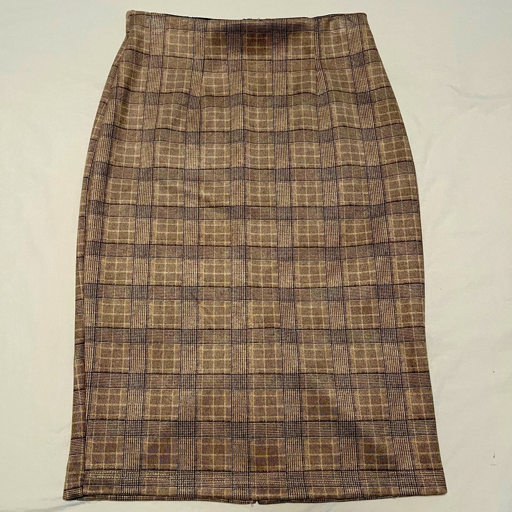 Studio Badgley Mischka Brown Plaid Skirt Size S/P